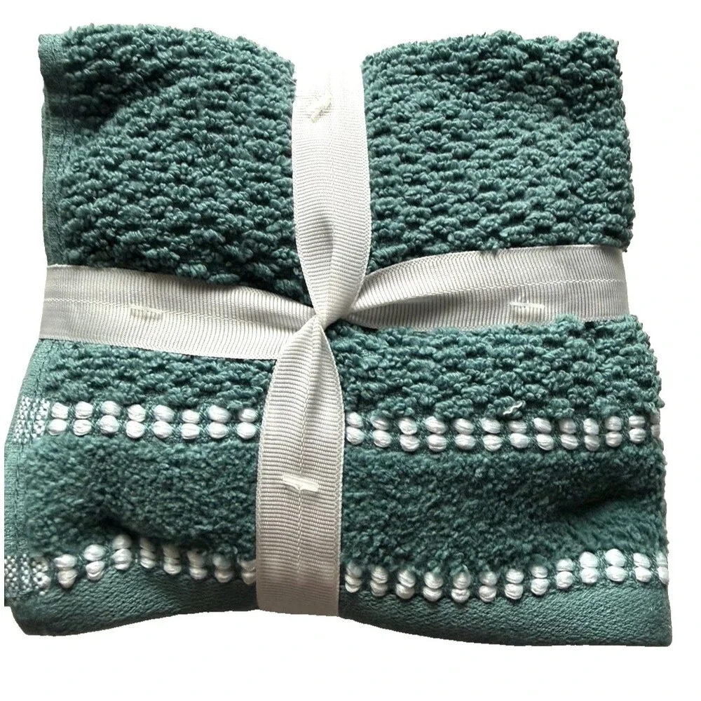 Cynthia Rowley Facecloths Washcloths Blue Green Cotton 13x13